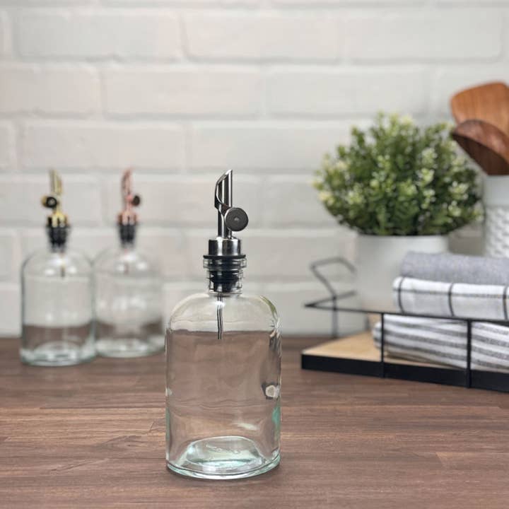 Blush Apothecary - Wholesale Oil/Vinegar Dispenser - 16-ounce Clear Bottle with Weighted Pour Spout