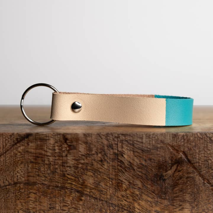 Colourful hand-painted small leather keychain, Cute keyfob for wholesale by Maiook