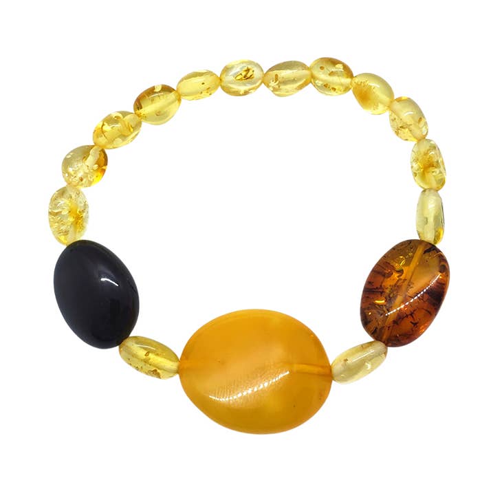 Amberman - Vendita all'ingrosso Bracciale con perline - Bracciale elasticizzato in ambra multicolore0
