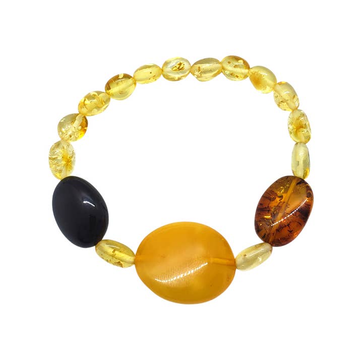 Amberman - Wholesale Beaded Bracelet - Multicolor Amber Stretch Bracelet