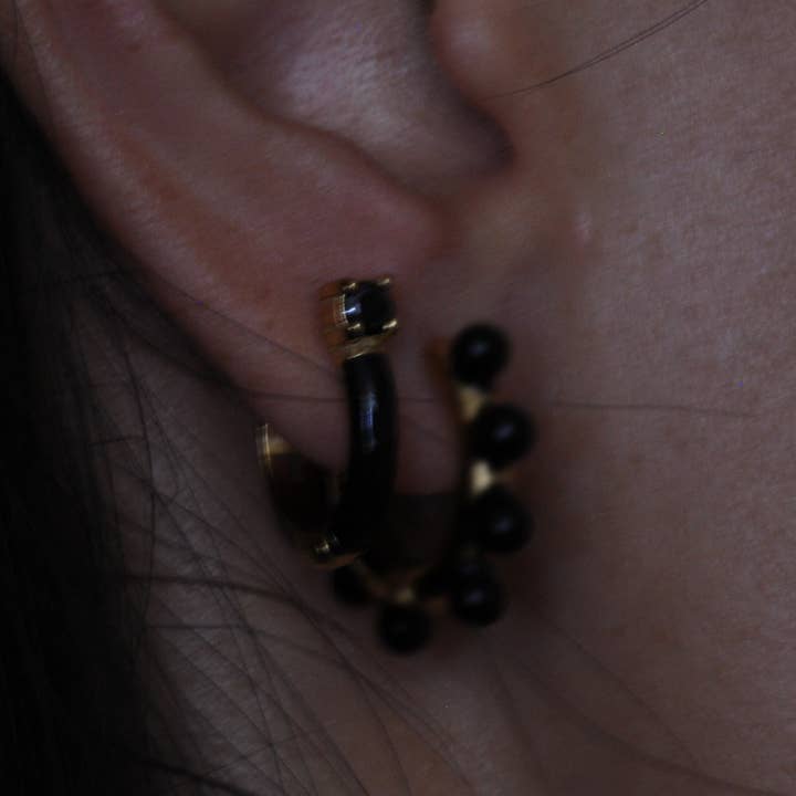 Bijoux 7bis - Wholesale Hoop Earrings - Steel Enamel Rhinestone Claw Creole Earrings3