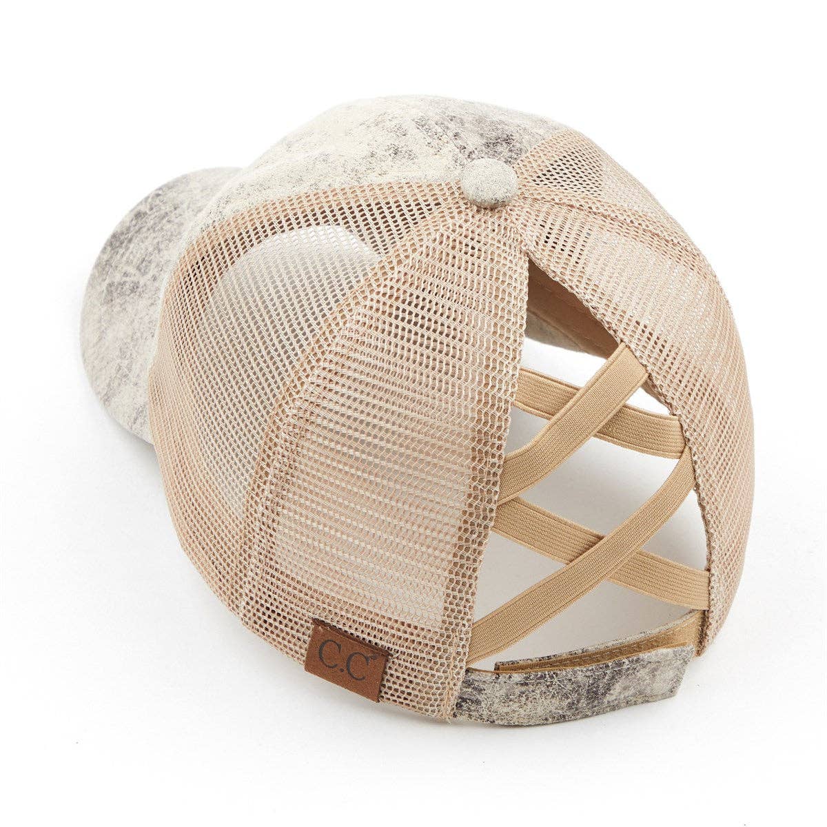 Truly Contagious - Wholesale Ponytail Cap - Women's - CC Faux Leather Pony Cap | Criss-Cross ( BT-923 )1