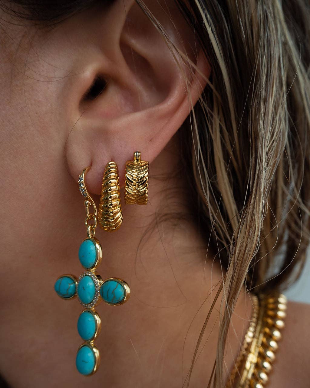 Luv AJ - Wholesale Hoop Earrings - Ridged Marbella Hoops- Gold (Ships Mid January)3