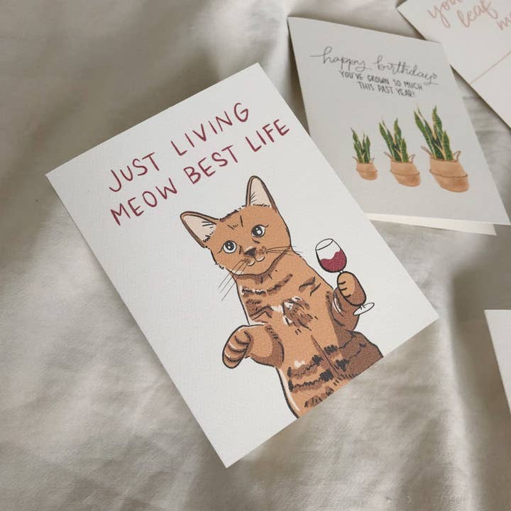 Living My Best Life Cat Birthday Card for wholesale by Kokocards