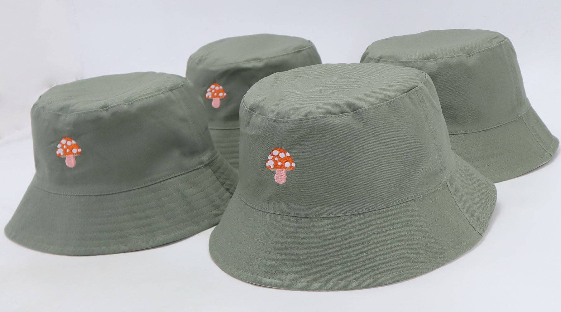 Jessthechen - Wholesale Bucket Hat - Women's - Cat & Mushroom Reversible Bucket Hat | Khaki/Cream5