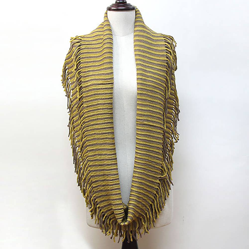 Sensibling Corp. - Wholesale Scarf - Women's - Striped Knit Fringe Infinity Scarf2