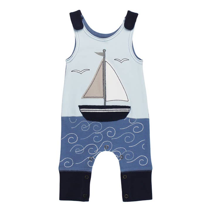 Sailboat | Organic Applique Harem Romper for wholesale by L'ovedbaby