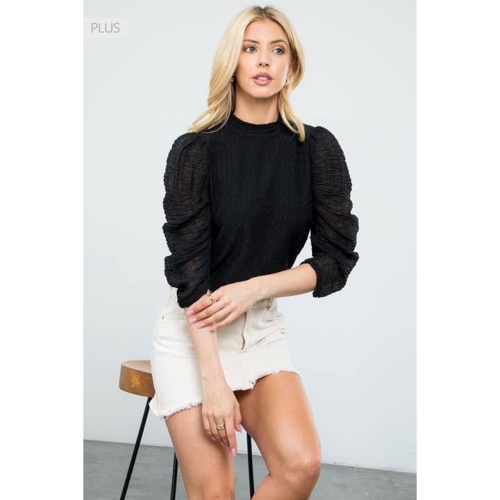 THML - Wholesale T-Shirt - Women's - /Size XL/ Ruched Sleeve Textured Top12