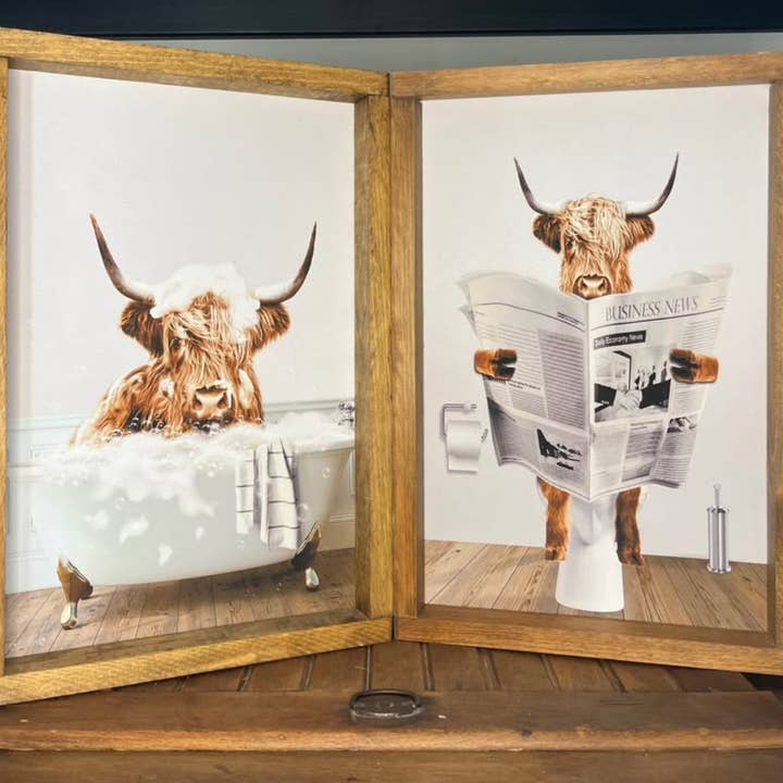 Stir Crazy Signs – Engroshandel Vægdekoration - Børn og baby – Highland-kvæg Badeværelsessæt