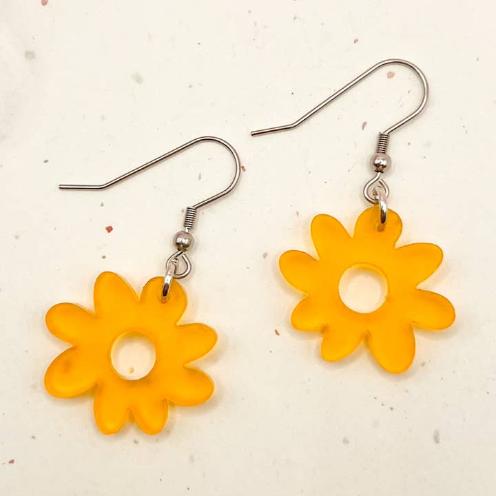 (Yellow) Little Bud Charm Acrylic Earrings for wholesale by Hoity Toity Goods