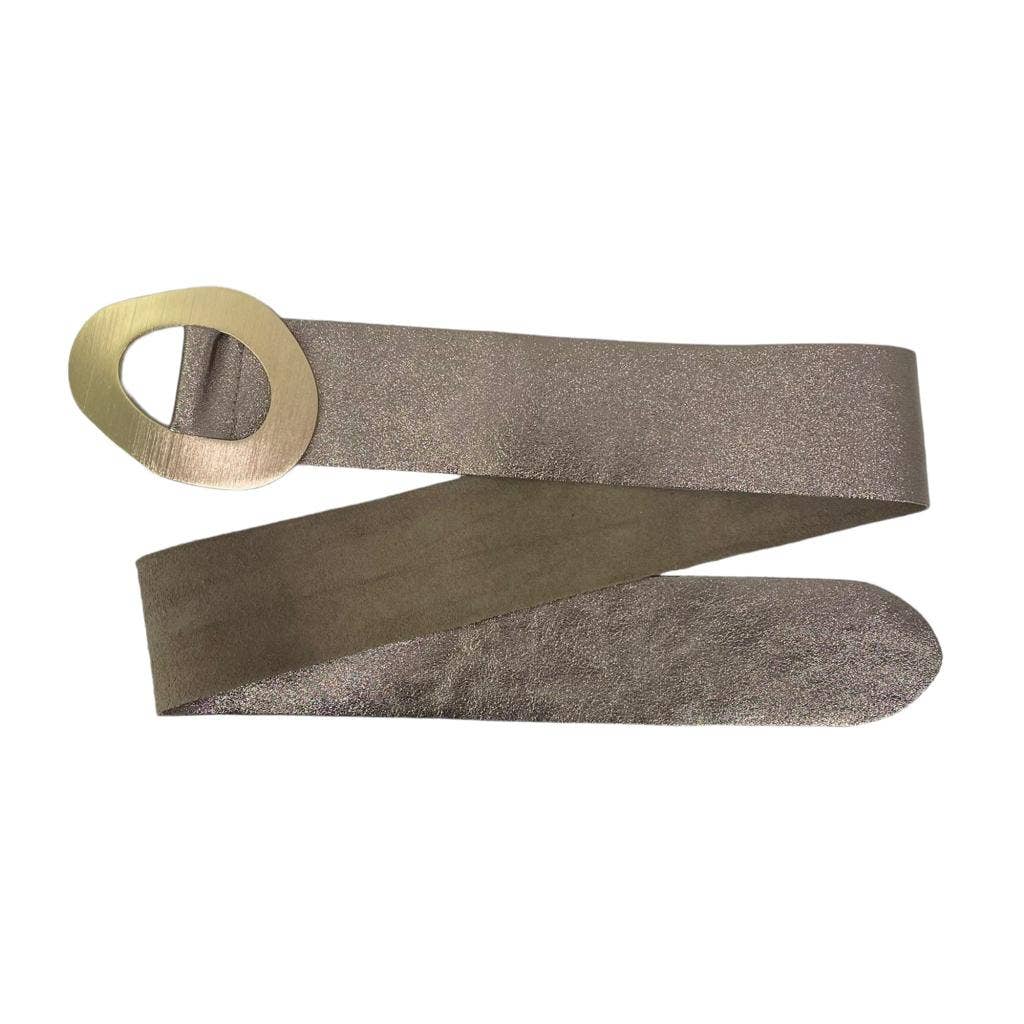 Chenson & Gorett - Wholesale Belt - Women's - Metallic Belt Cow Suede Leather with Wide Buckle B2B4