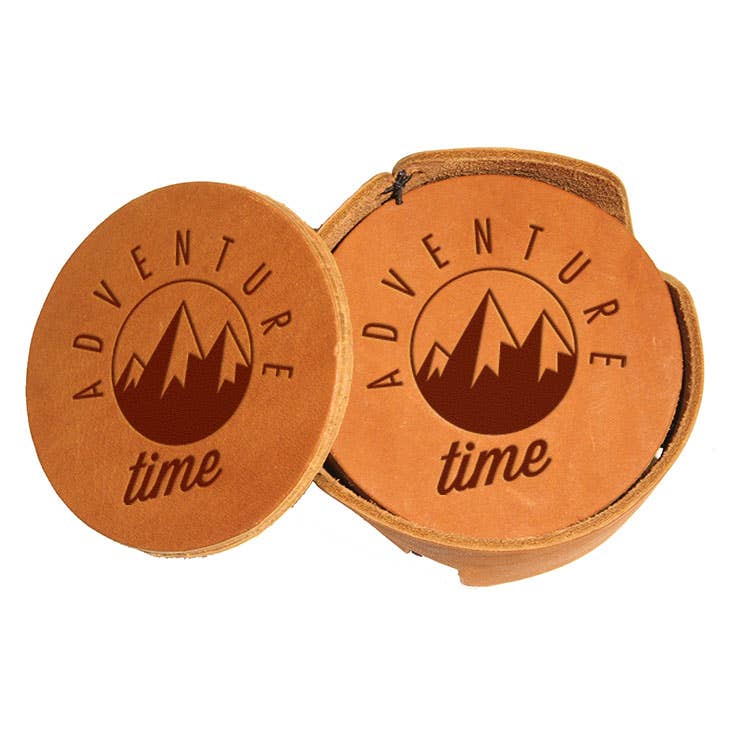 Oowee Products - Wholesale Coasters - Retail Ready Pick-A-Logo Leather Round Coasters Set9
