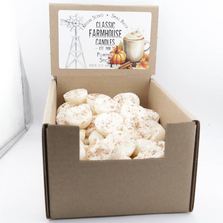 NEW! Soy Wax Melts - Pumpkin Spice 80 pc Box for wholesale by Classic Farmhouse Candles