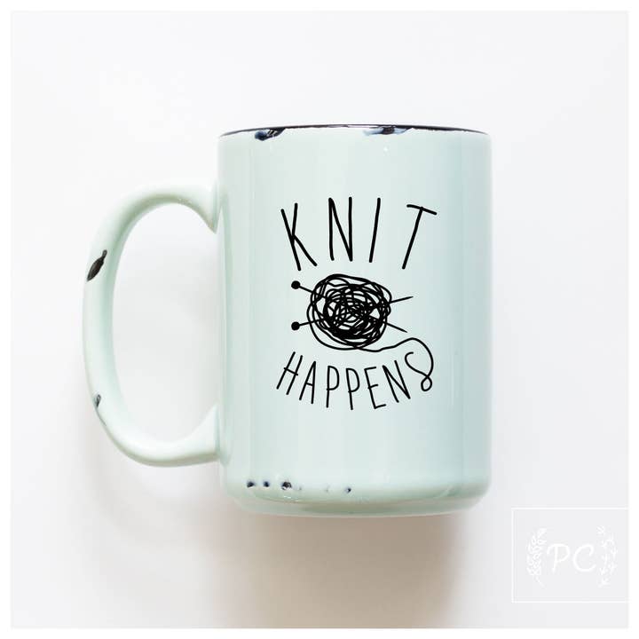 Prairie Chick Prints - Wholesale Coffee Mug - knit happens | ceramic mug
