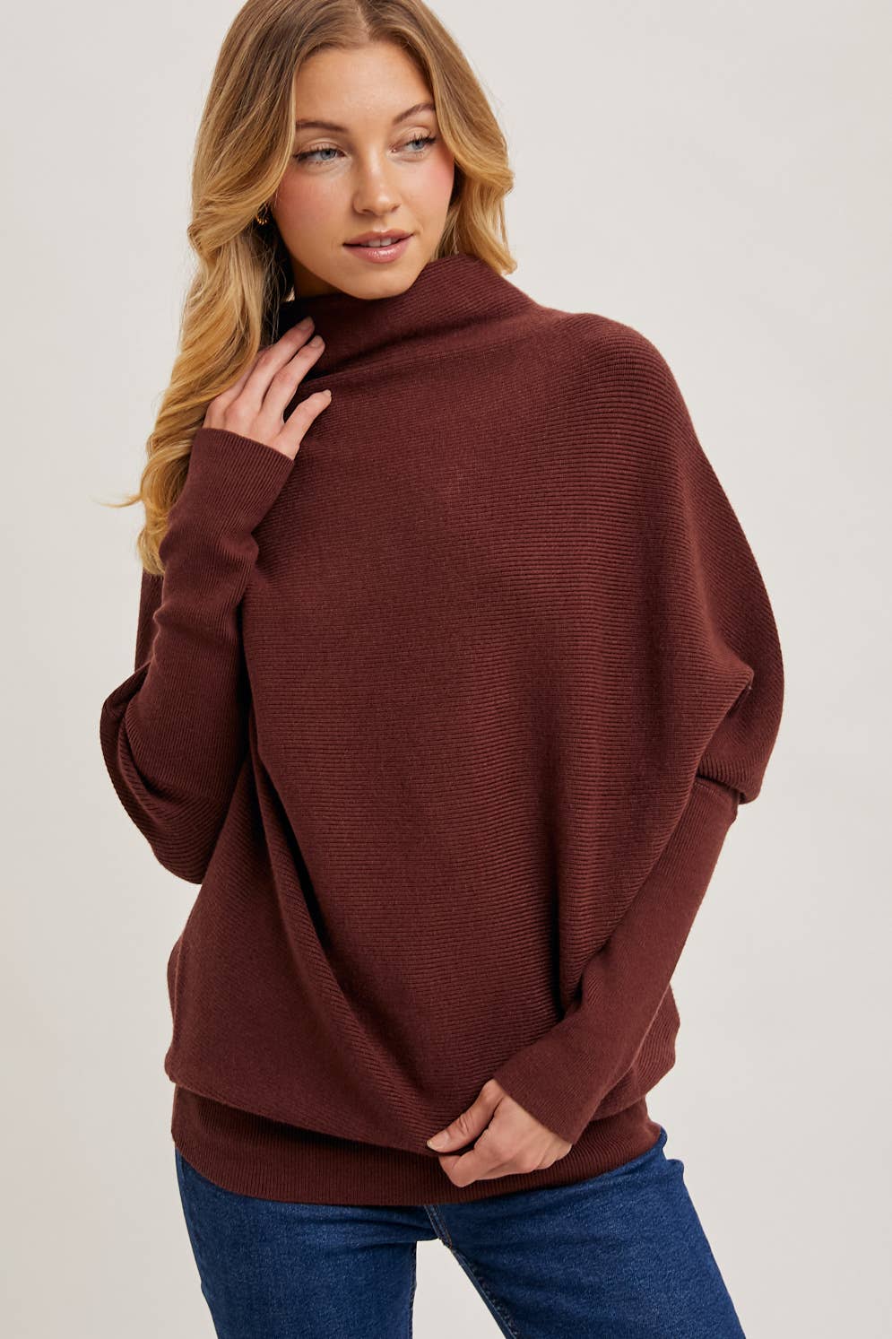 Bluivy - Wholesale Knit Sweater - Women's - SLOUCH NECK DOLMAN SLEEVED PULLOVER32