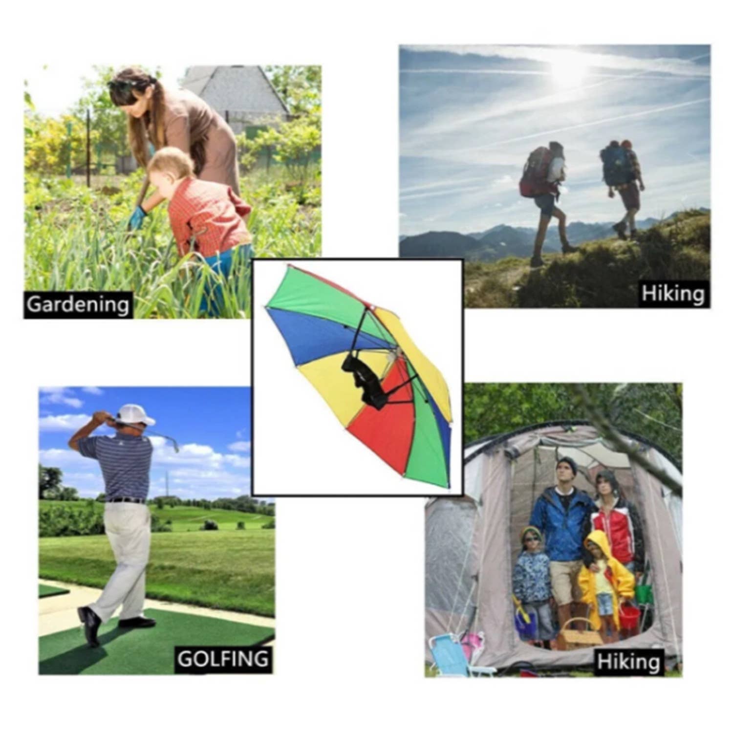 Tsyware - Wholesale Umbrella - Unisex - Umbrella Hat With Head Strap Funny Rainbow Colorful5