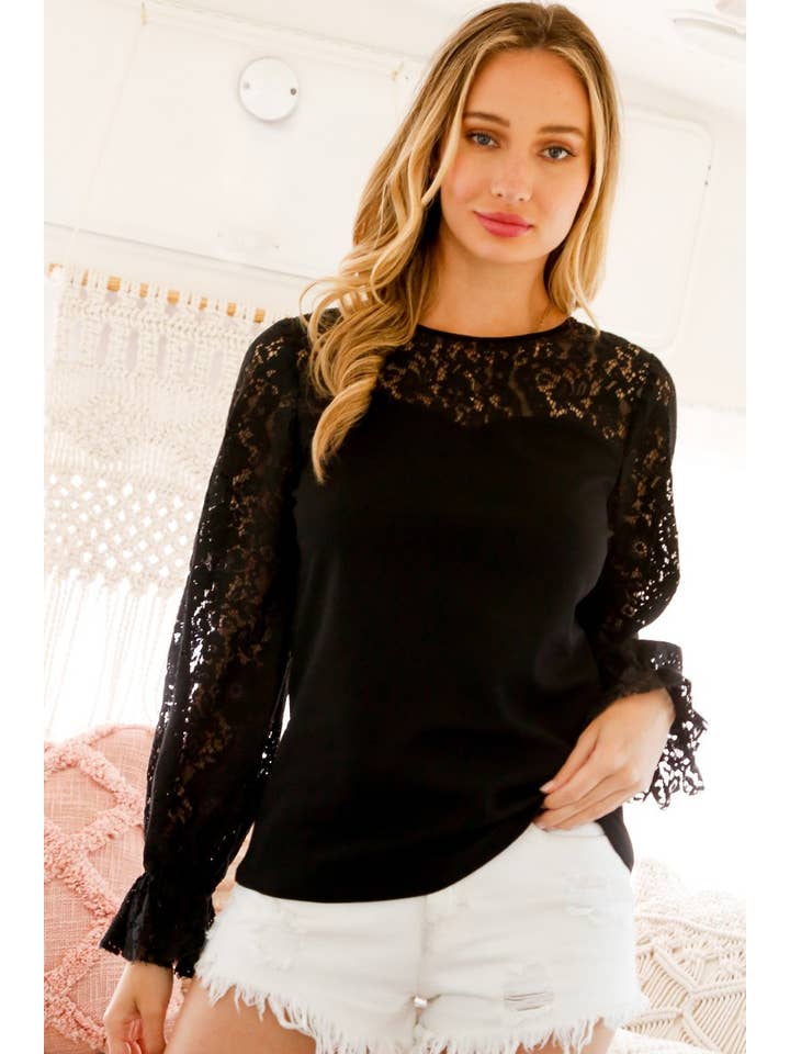 Vine & Love - Wholesale Blouse - Women's - Round Neck Elegant Fashionable Jersey Blouse VT6043711