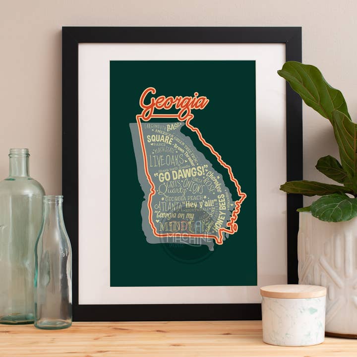 Georgia State Print, Georgia Art, Georgia Poster, Georgia Print State5 for wholesale by DreamMachine Prints
