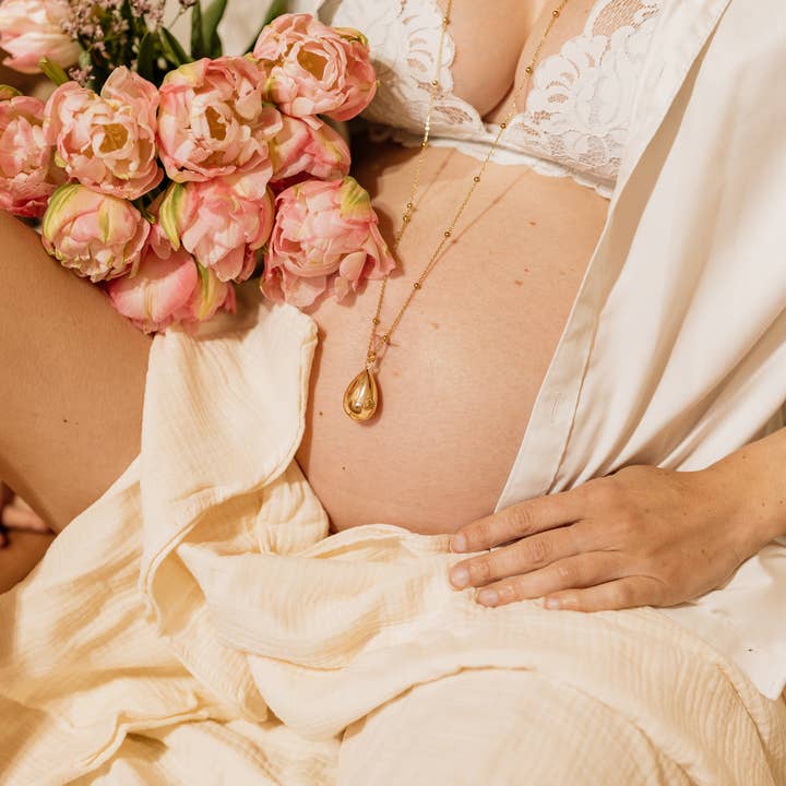 Atelier Thamaïs - Wholesale Jewelry - Maternity - Stainless steel pregnancy bola "Drop" gold2