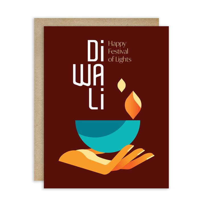 Glöd i Hand Hälsningskort för Diwali | Indisk Ljusfestival för wholesale av Cute Asian Cards