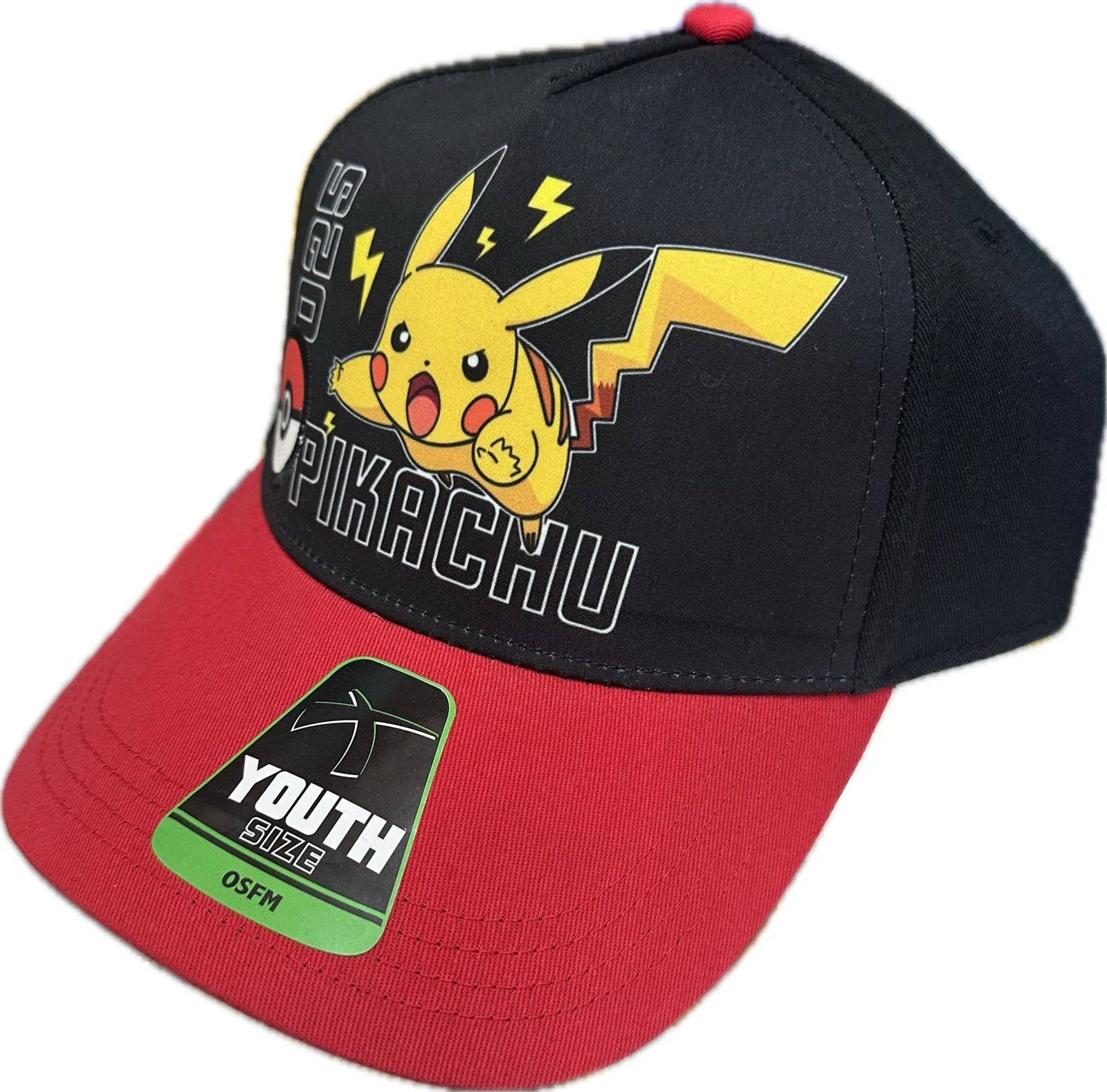 The Zoofy Group , LLC - Wholesale Baseball Cap - Kids - POKEMON PIKACHU CAP- BLACK & RED