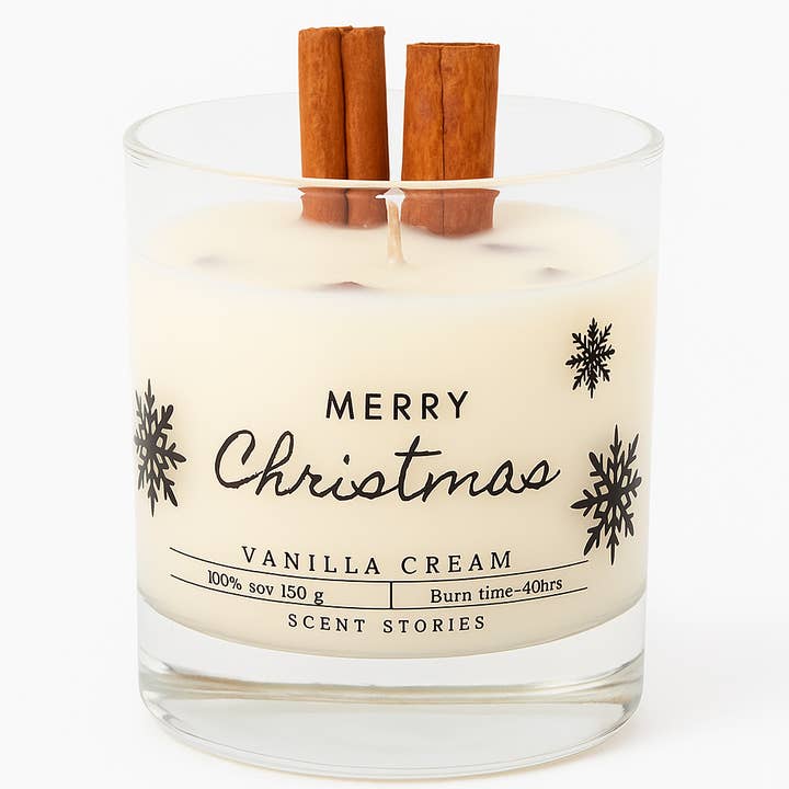 Bougie Crème Vanille Joyeux Noël 300g - Cadeau de Noël et autres tendances Résultats pour bougie decorative en vente B2B. Retours gratuits et paiement à 60 jours sur Faire sur Faire.