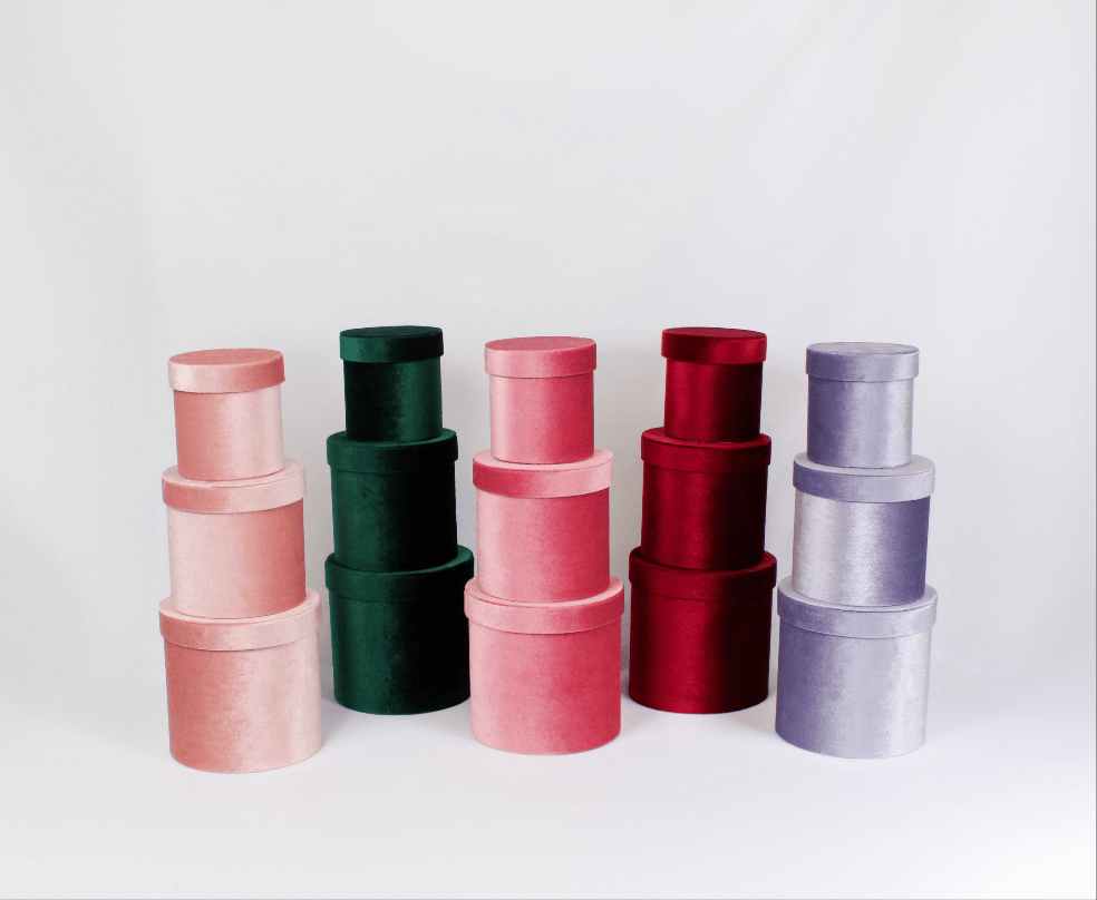 Elegant Design Supply - Wholesale Gift Box - Velvet Round Flower Hat Box with Lid1