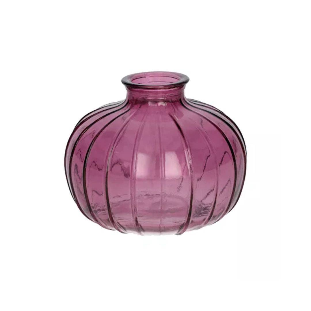 Wildflowers by Floriette - Vente Vases - Bouteille Carmen Transparente Ronde Aubergine 8,5cm