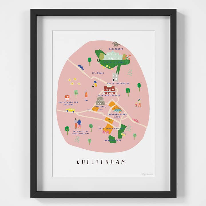 Kaart van Cheltenham - A4 Print voor wholesale door Holly Francesca