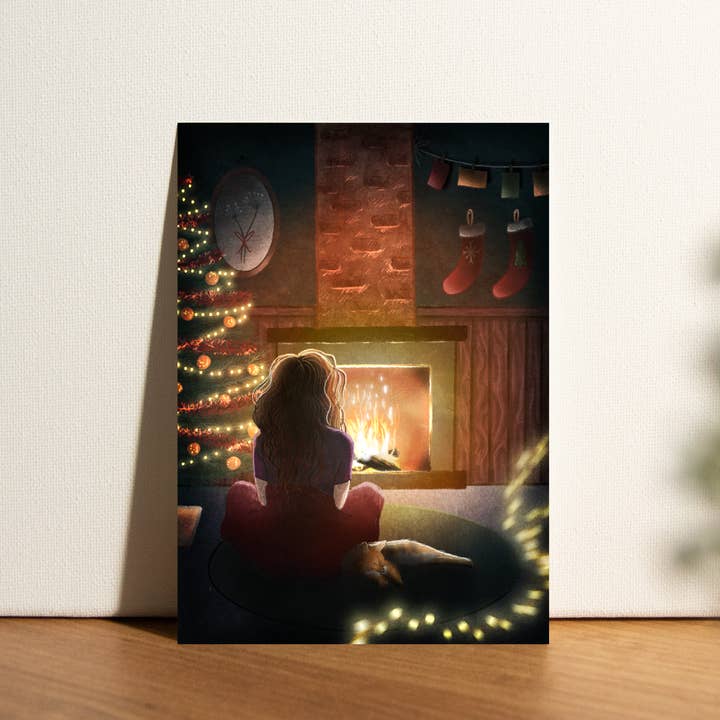 MOMOKOSTUDIO - Wholesale Christmas Card - Postcard Fireplace 'Cozy Christmas'2