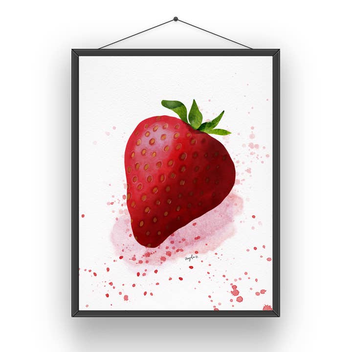 Watercolor Strawberry Art Print for wholesale by Modera Studio