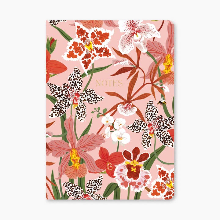 ORCHIDEE | TACCUINO CON COPERTINA MORBIDA (a righe) per la vendita all'ingrosso da parte di Botanica Paper Co.