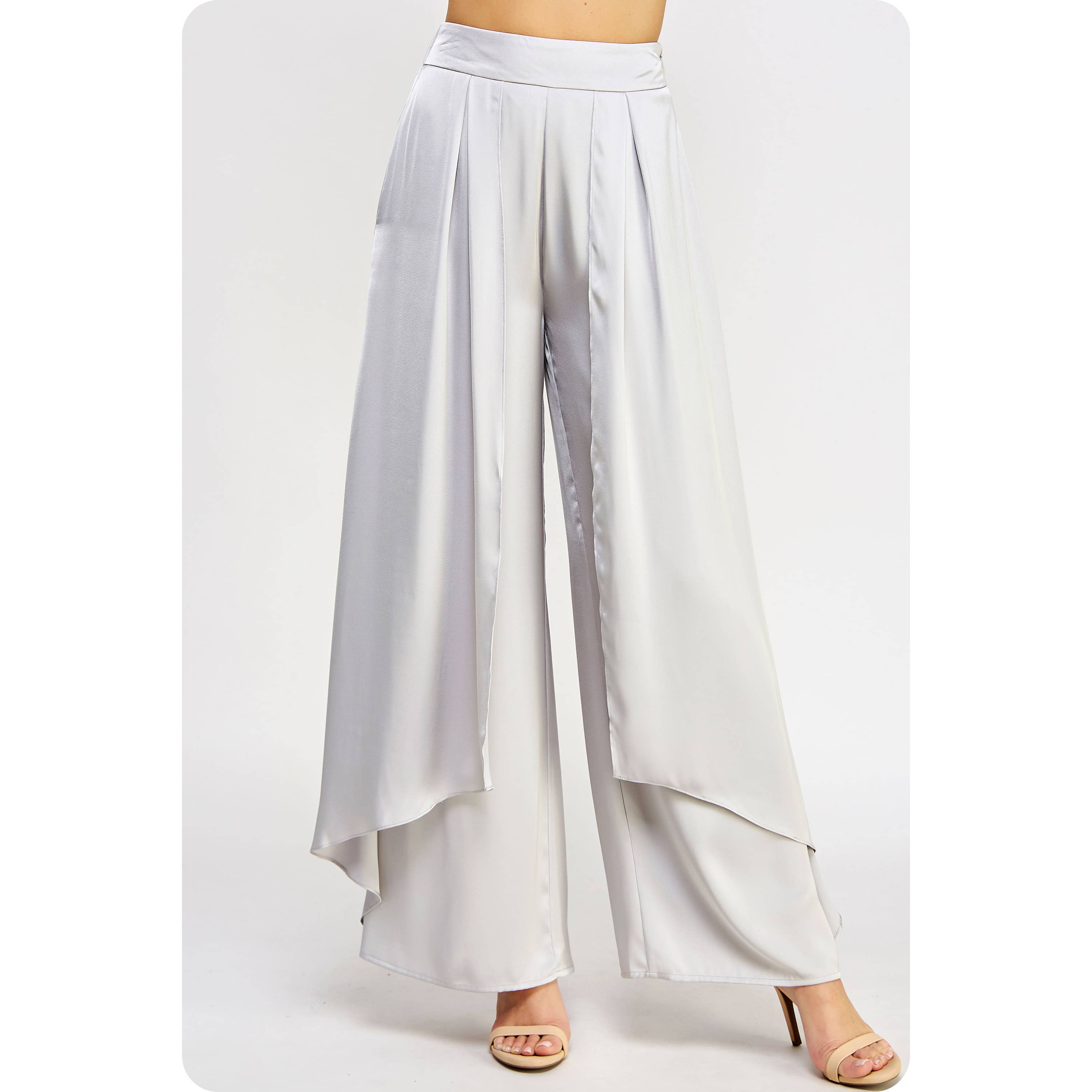 Strut & Bolt – Engroshandel Bukser - Dame – Overlay Satin Bukser Med Brede Ben16