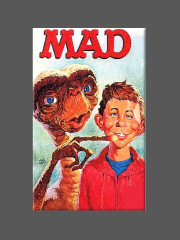 MAD MAGAZINE, Magnet, Button, Alfred E Neuman, E.T., ET for wholesale by Ba Ba Buttons
