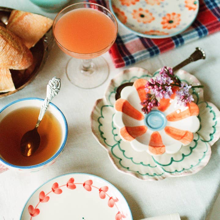 RicebyRice - Wholesale Decorative Plate/Dish/Bowl - Ceramic Cake Plate with Hand Painted Merci2