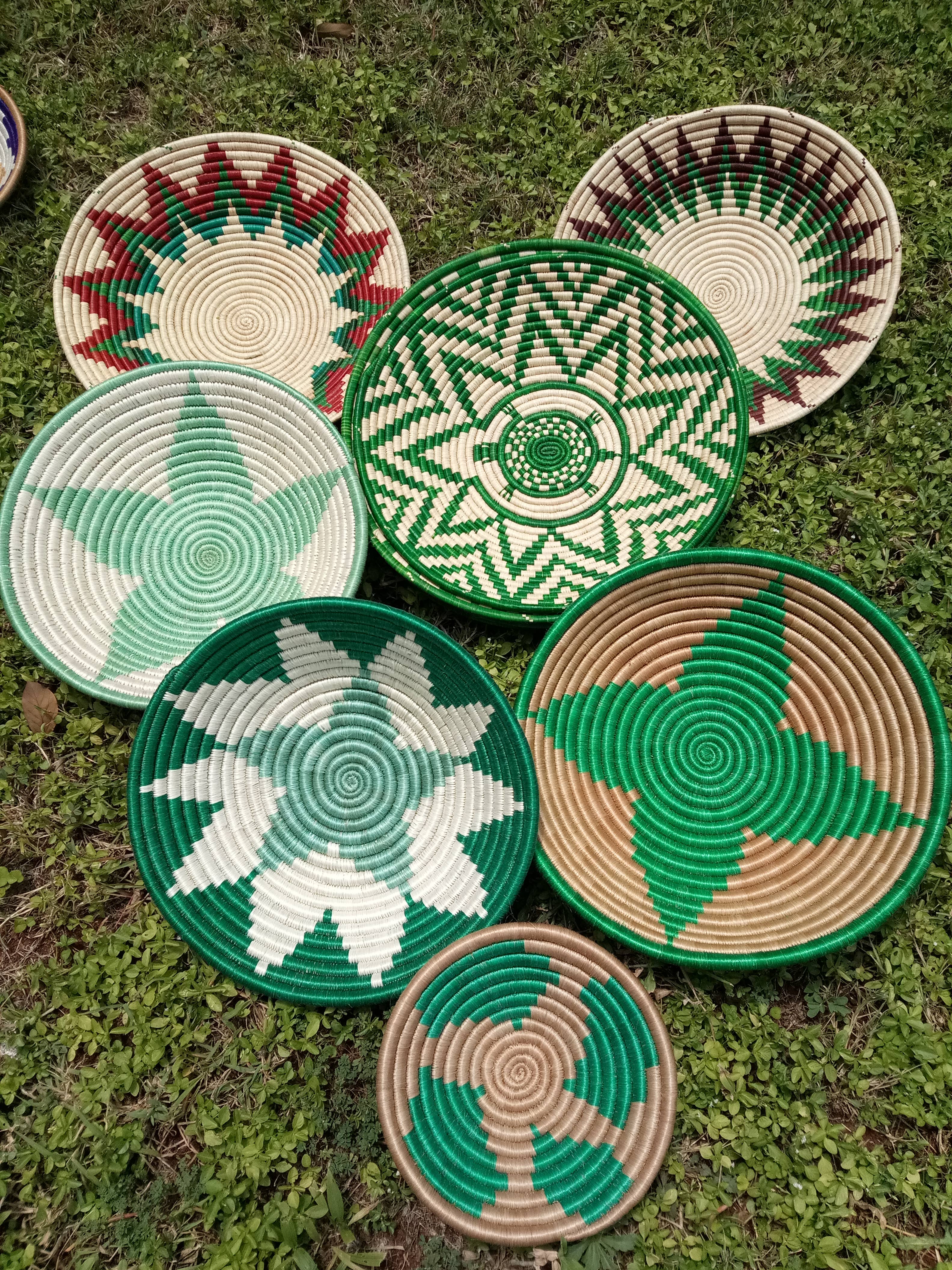 African Craft Collection - Venta al por mayor Cestas - Cestas africanas tejidas a mano en colores verde turquesa y verde2