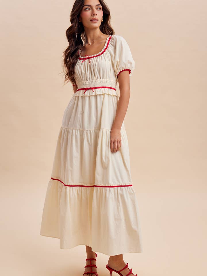 CONTRAST BINDED COTTON MAXI DRESS for wholesale by In Loom