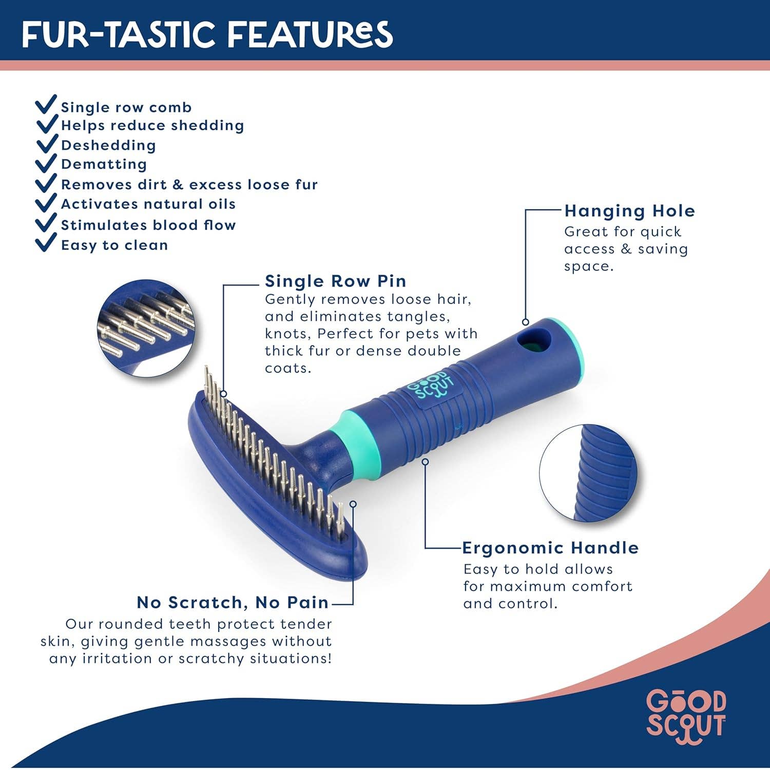 Crover - Wholesale Pet Grooming Tool - Dog - Rotating Pin Pet Hair Rake – Deshedding Tool for Pets

4