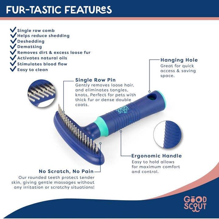 Crover - Wholesale Pet Grooming Tool - Dog - Rotating Pin Pet Hair Rake – Deshedding Tool for Pets
4