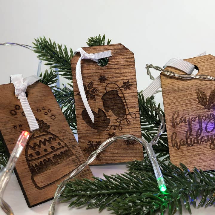 Engraved Holiday Gift Tags for wholesale by Emily dot Digital