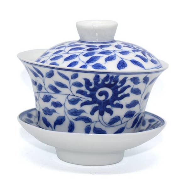 White porcelain gaiwan decorated 160 ml for wholesale by Tea soul