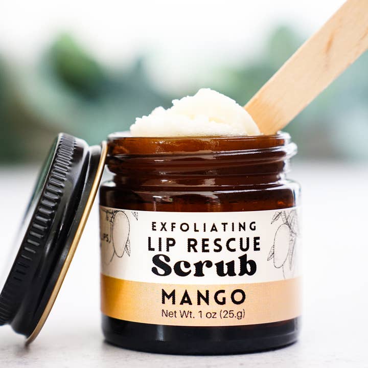 Lip Rescue Exfoliating Sugar Scrub 1oz Jar - Mango for wholesale by The Little Flower Soap Co