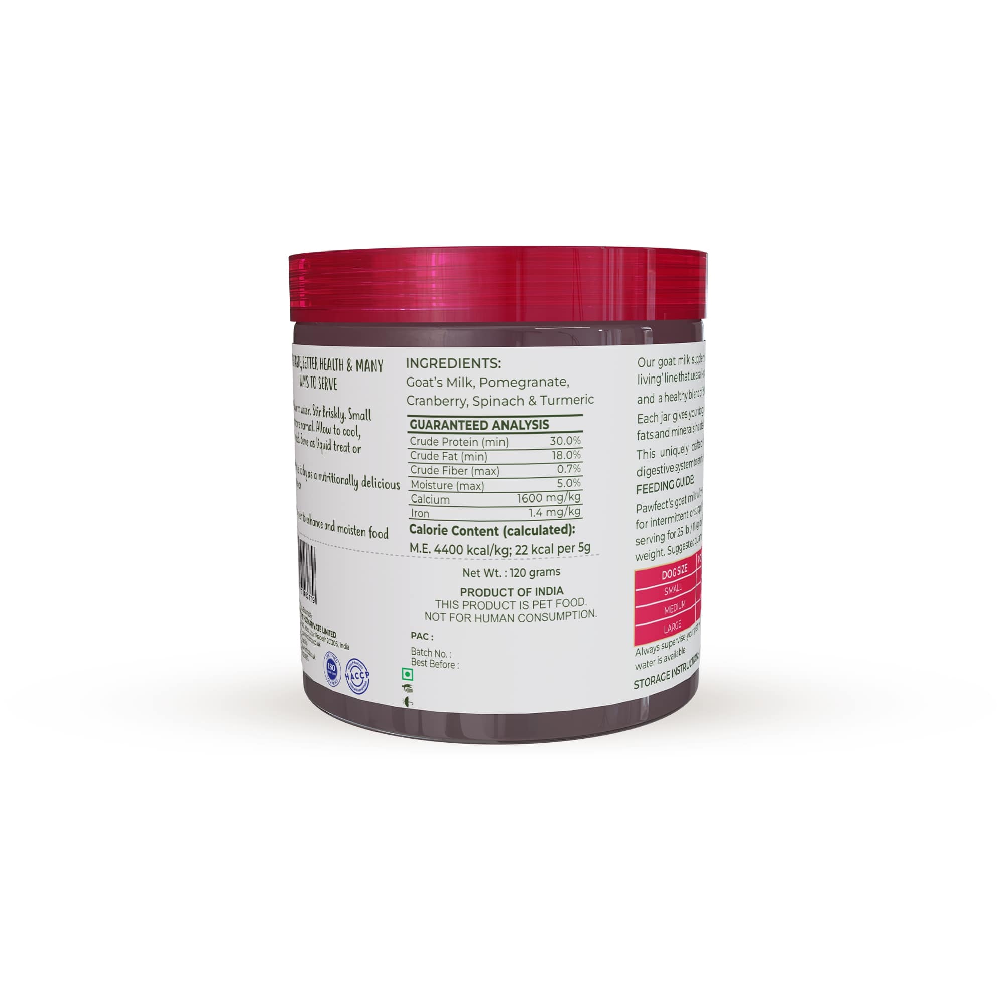 Finest Petfoods - Wholesale Pet Supplement - Dog - Pawfect Dog Goat Milk Pomegranate & Cranberry 120 gr.1