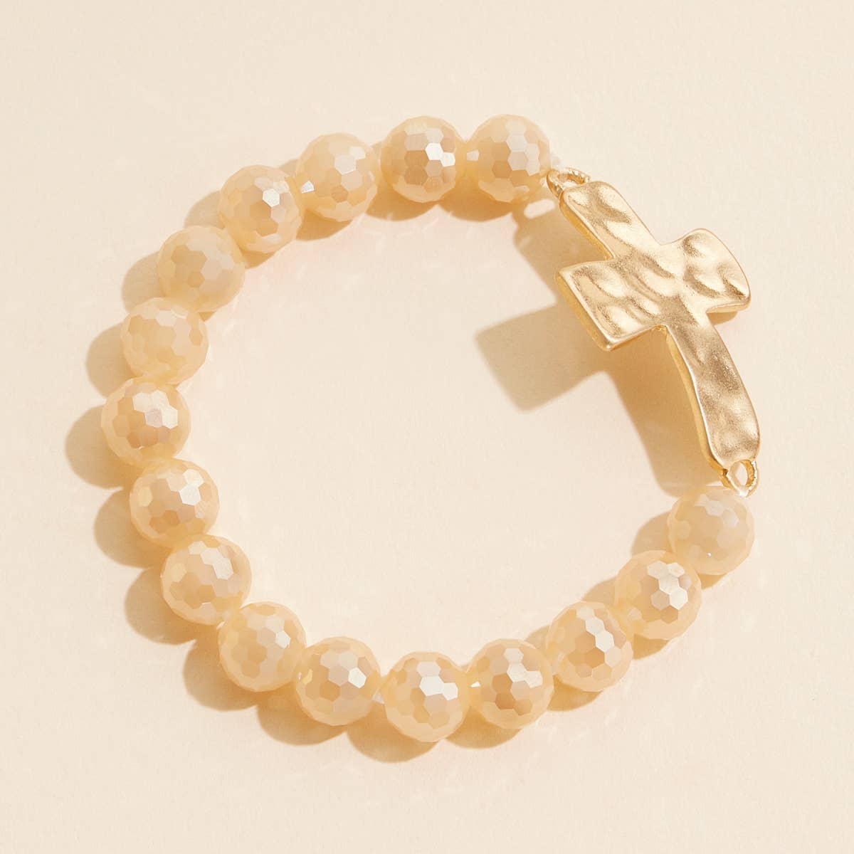 Lilla Haven - Wholesale Beaded Bracelet - Cross Charm Glass Beaded Stretch Bracelet13