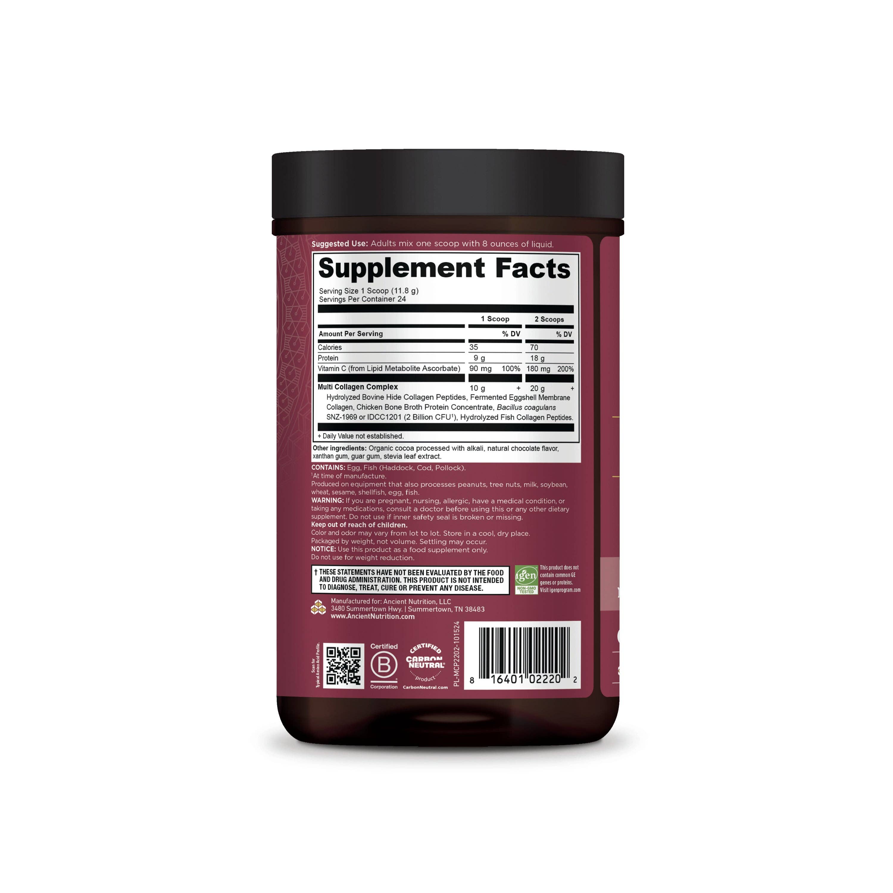 Noir Protéine Multi Collagène | Poudre Chocolat (24 Portions) en vente sur Faire8