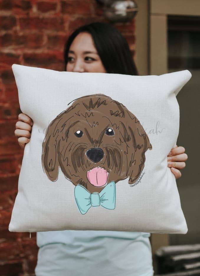 Doodles By Rebekah - Wholesale Throw/Decorative Pillow - Golden Doodle Square Pillow7