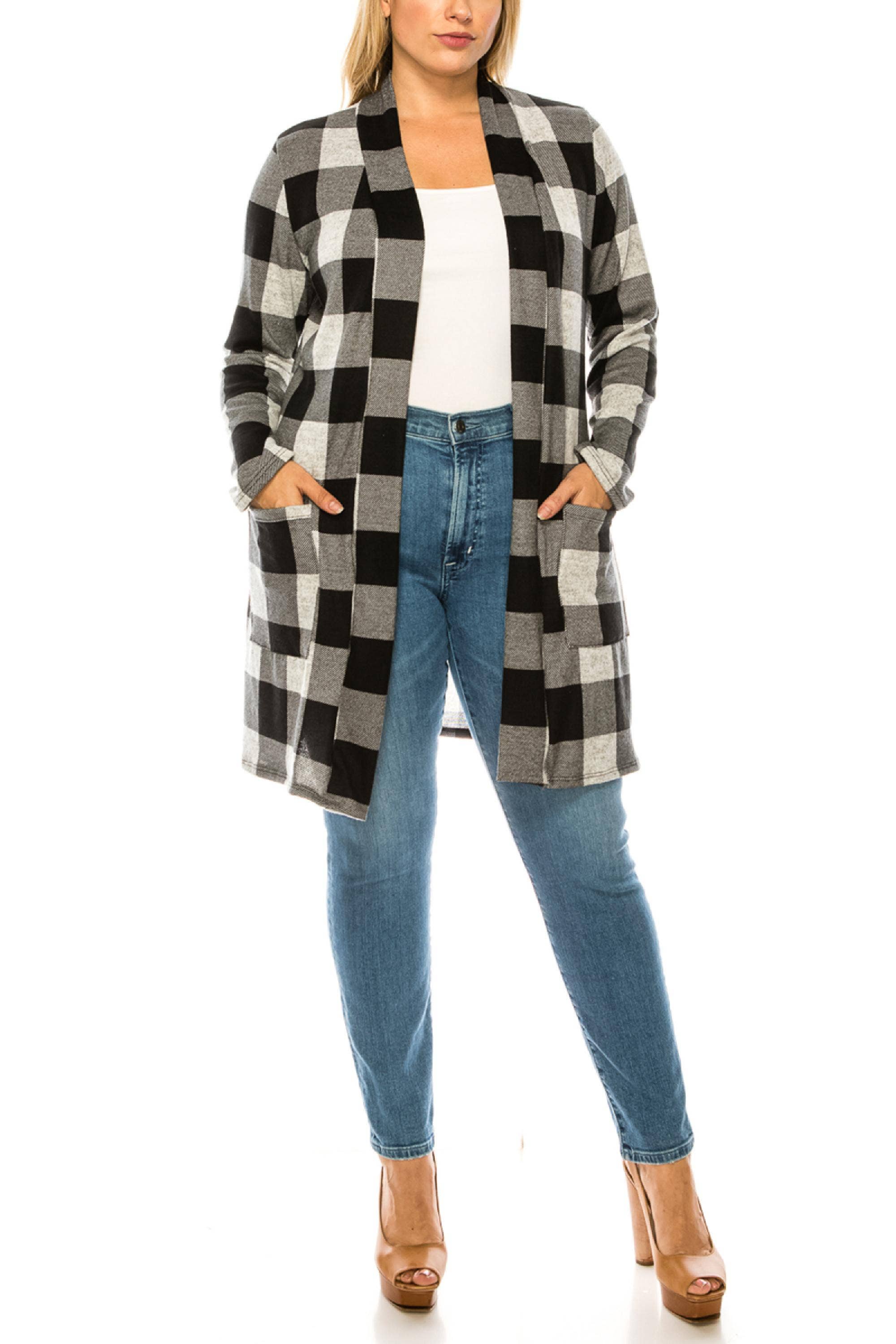 MOA COLLECTION - Wholesale Cardigan - Women's - Women's Casual Plus Size Loose Fit Midi Cardigan5