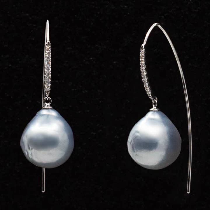 Breeze - Brincos barrocos do Mar do Sul WGK18 com diamantes por atacado de Amit Pearl Trading Company