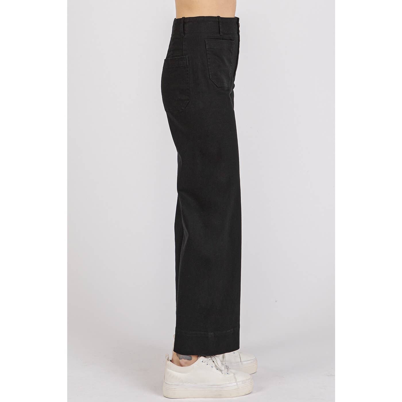 mittoshop - Wholesale Pants - Women's - TWILL PATCH POCKET HIGH RISE WIDE LEG PANTS9