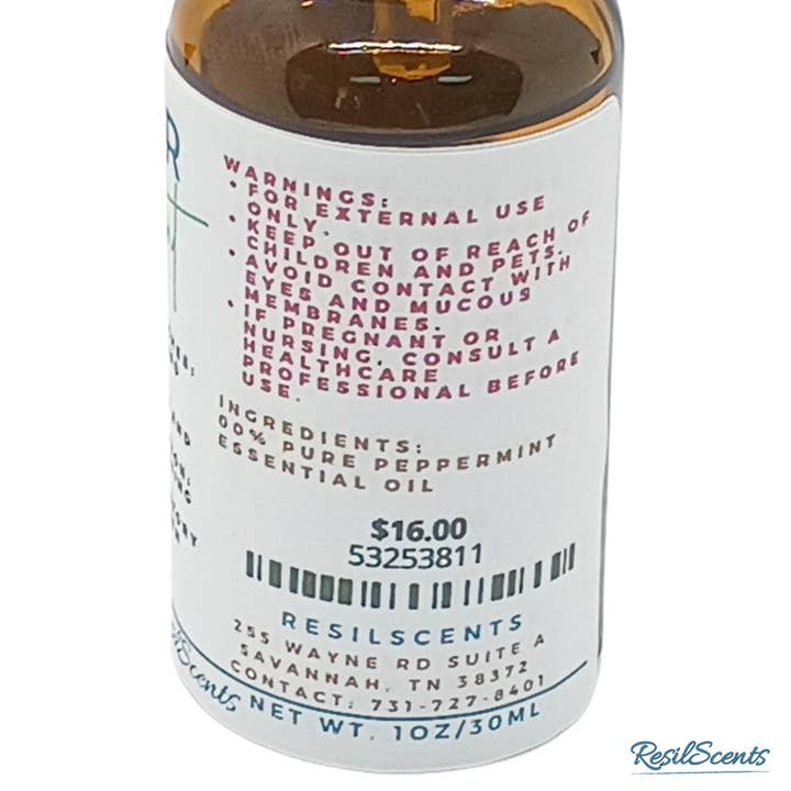 ResilScents WholeSale - Wholesale Essential oil - Peppermint Essential Oil Amber Glass Bottle Aromatherapy Oil3
